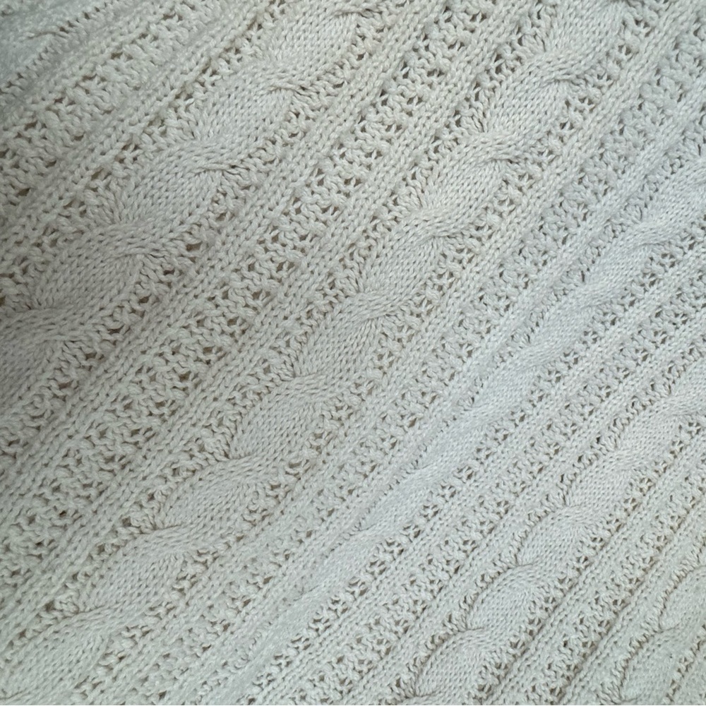 Cable Knit Fisherman Cream Sweater Cotton Oversized Fall Cozy Vintage Preppy VTG - Picture 11 of 11